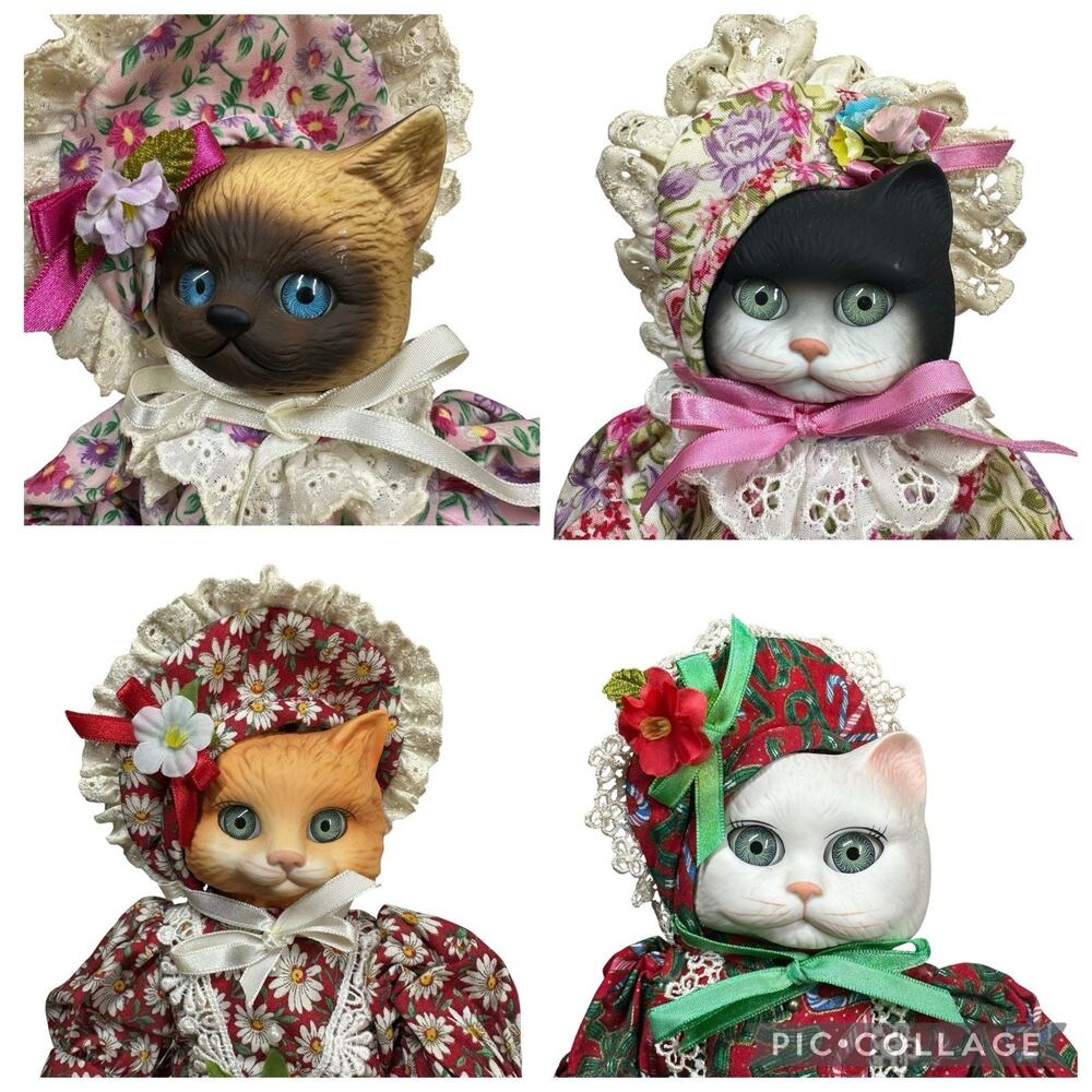 Vtg Goebel Betty Jane Carter Porcelain Cat Dolls Set of 4 Limited Edition 12"